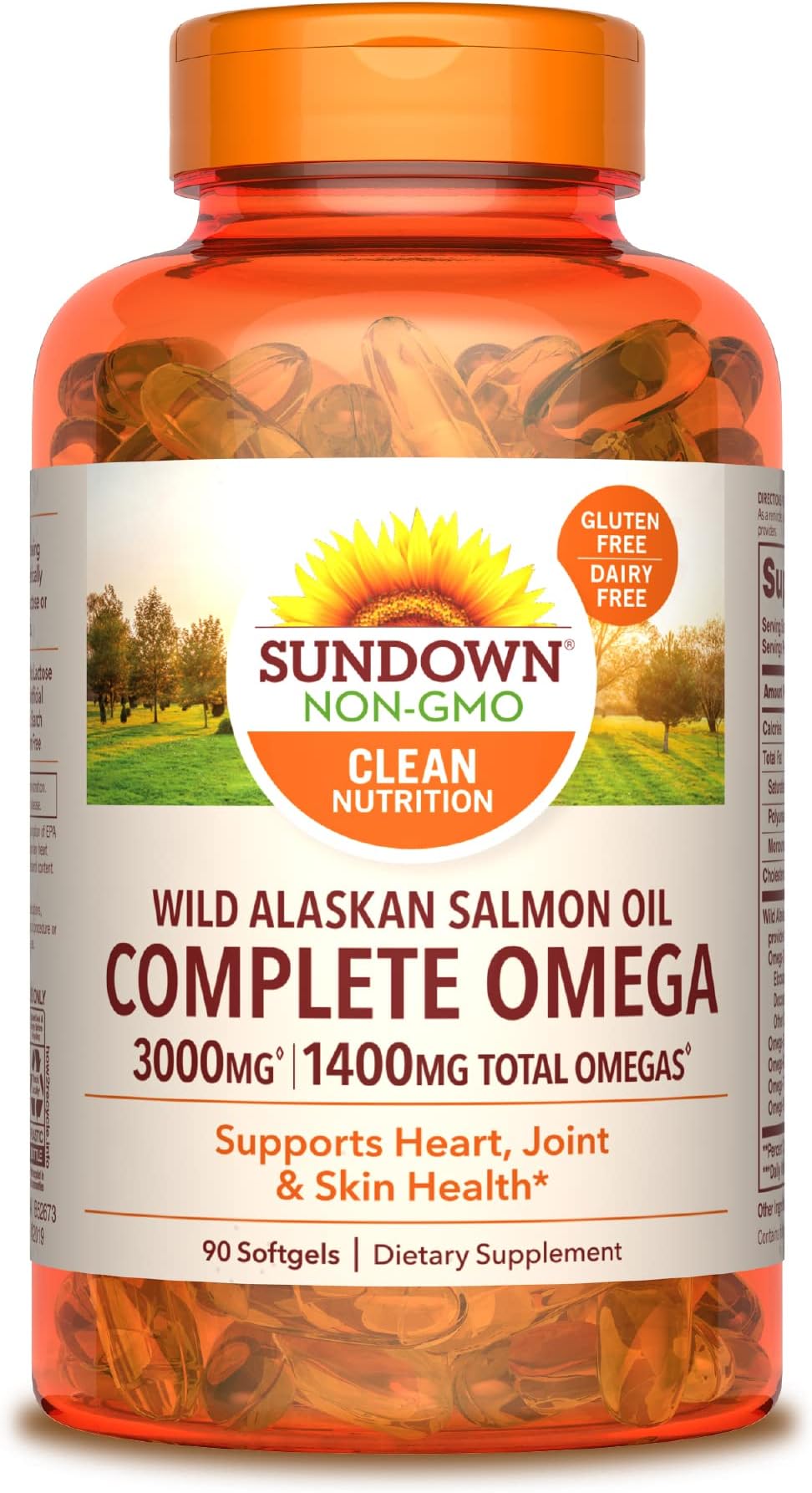 SundownComplete Omega Wild Alaskan Salmon Oil Softgel, 1400 mg, 90 Softgels (Packaging May Vary)