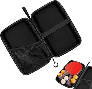 1 raquete tênis mesa – capa rígida impermeável para raquetes tênis mesa, estojo para raquetes pingue-pongue, bolsa armazenamento tênis mesa Portabe para 2 raquetes e várias bolas, acessórios esportivos