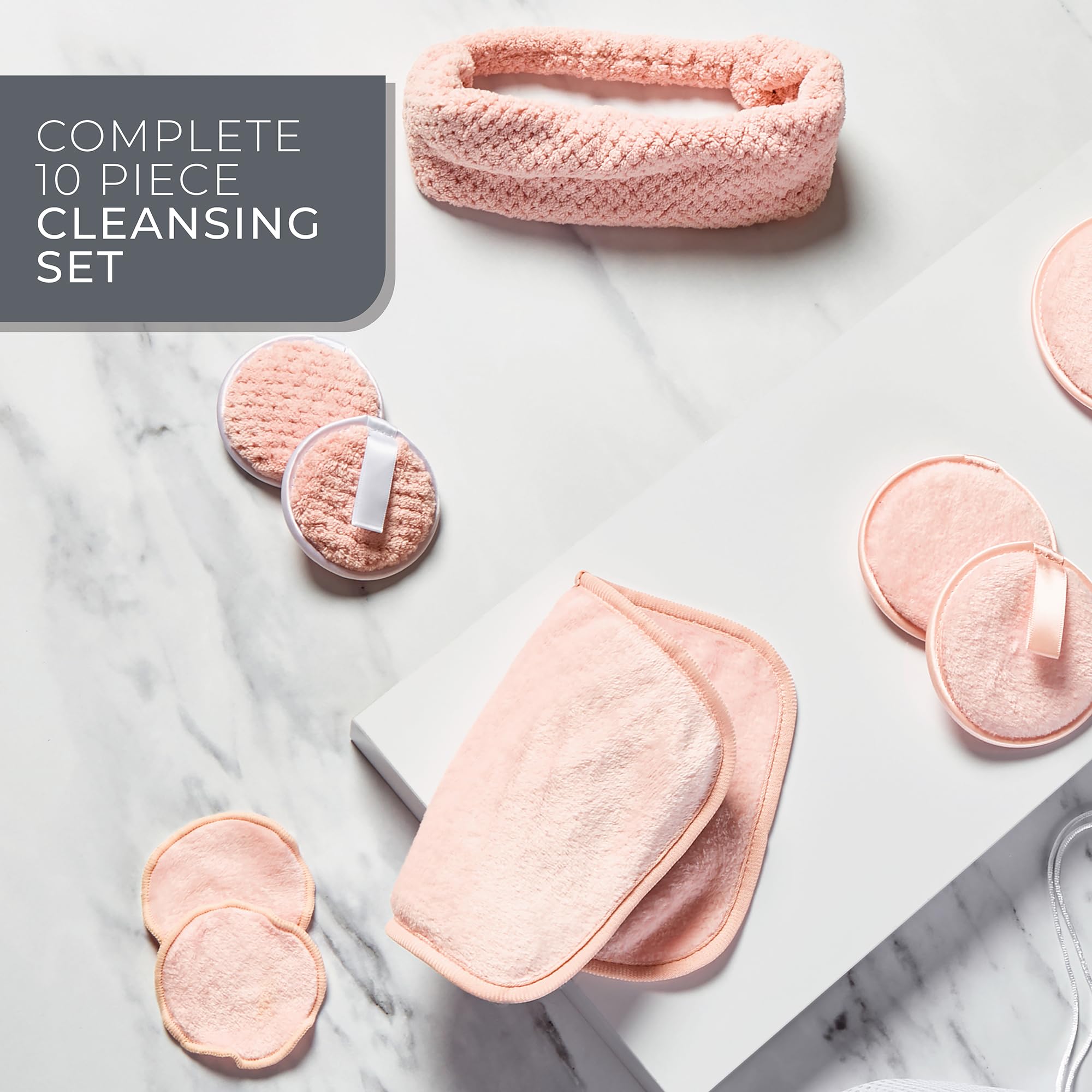 Bauer 10PC Facial Cleansing Set/Soft Flannel Face Cloths, Eye Pads - Image 3