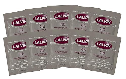 Lalvin Levadura de vino 71B 1122 Levadura, 10 paquetes