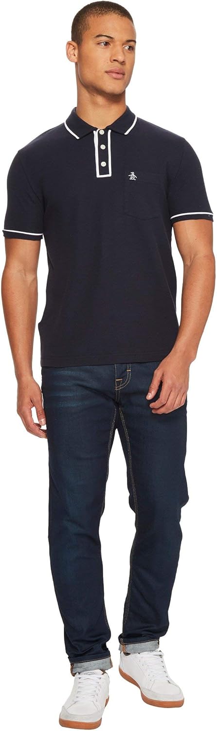 Original Penguin Men's Slim Fit Earl Polo Shirt (Sizes S-XXL) Small Dark Sapphire/Bright White