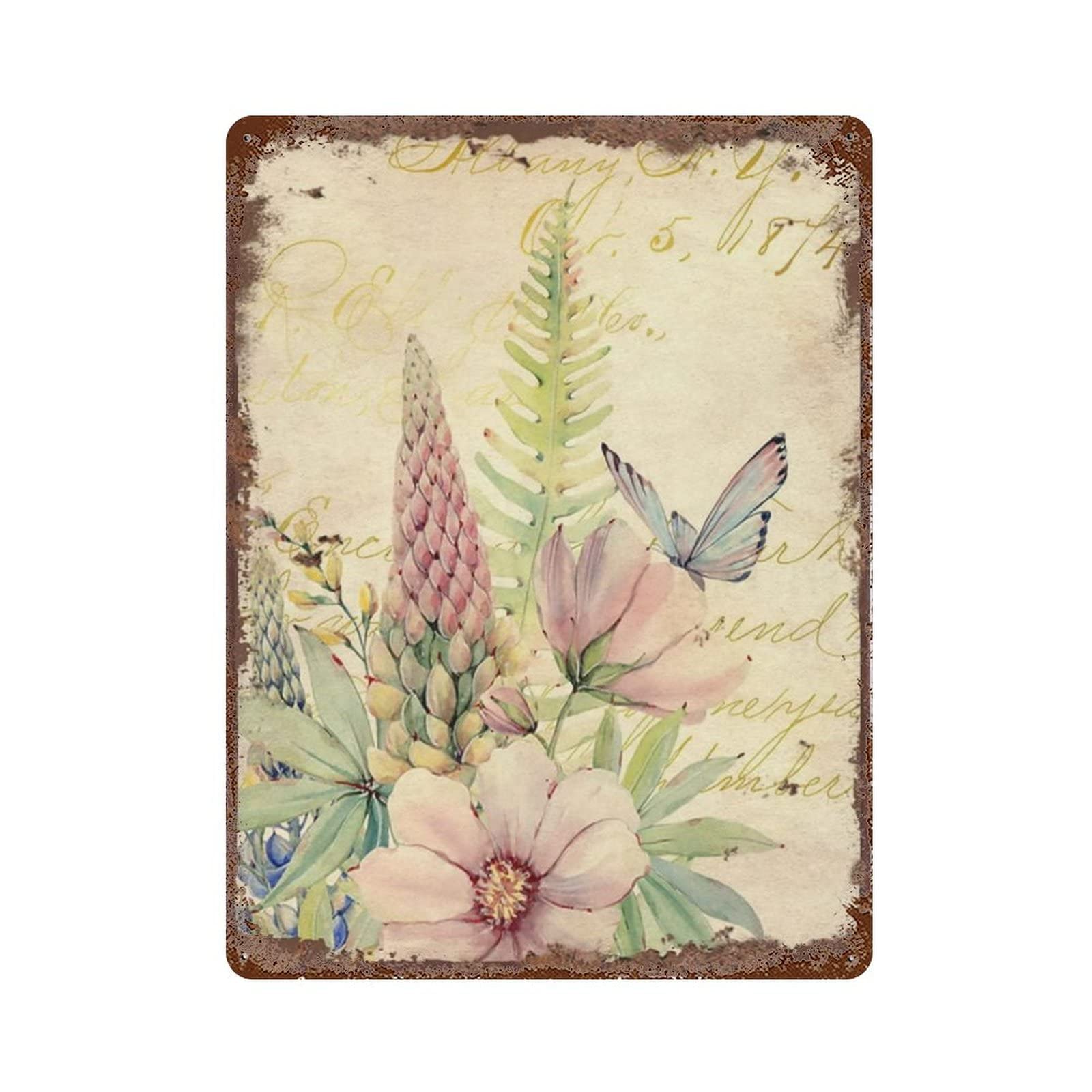 AOOEDM Wildlife Flower & Butterfly Vintage Tin Sign Metal Tin Signs for Man Cave Funny Art Wall Plaque Kitchen Bar Pub Coffee Shop Wall Decor