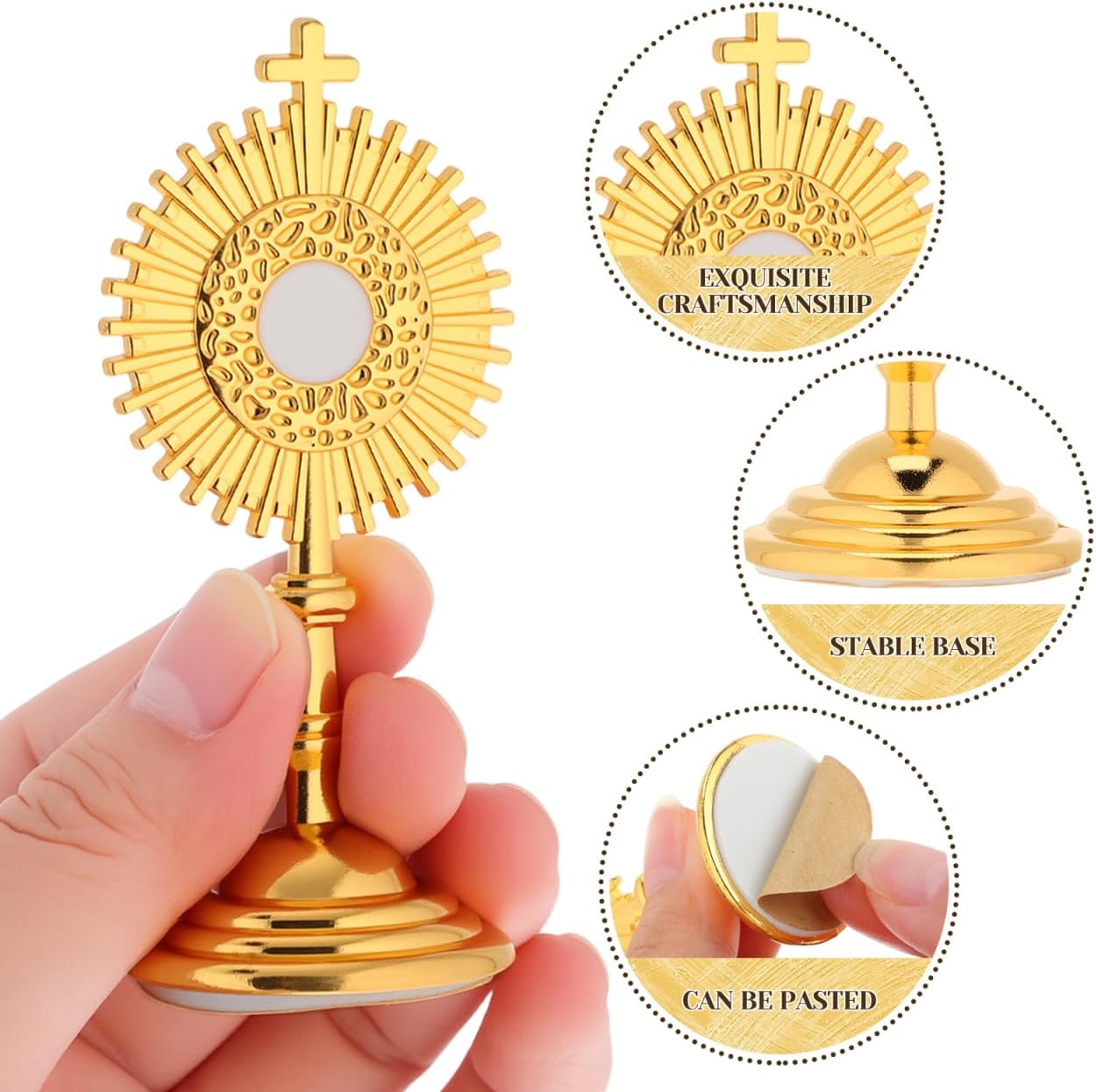 Zerodeko 2pcs Stylish Brass Cross Figurine for Prayer Elegant Christian Home Decor Compact Altar Accent for Tabletop Office Versatile Religious Artwork image 4
