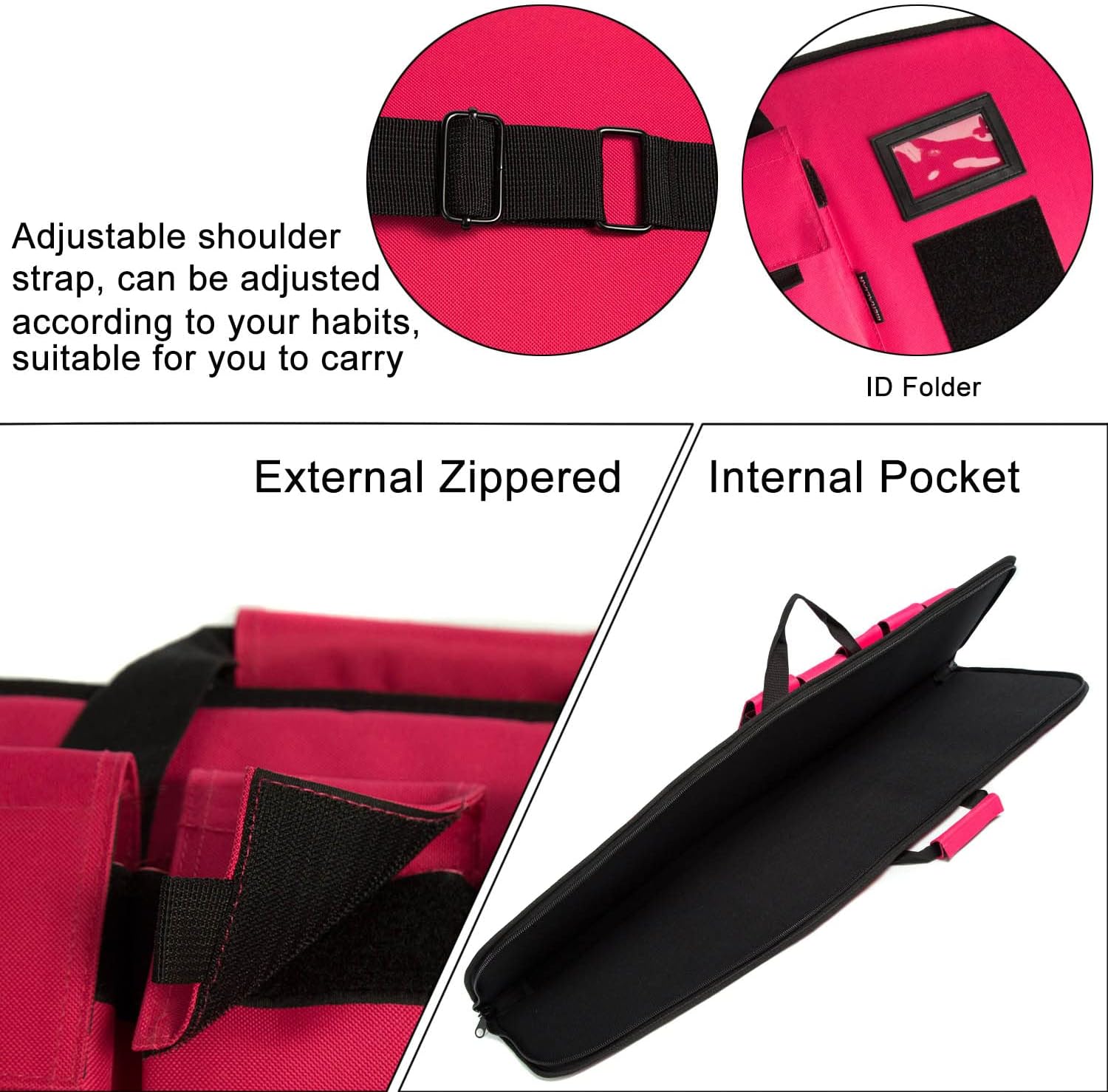 Rifle Case Tactical Rifle Bag with Multiple Magazine Holder Pouch,Lockable Zippers and Adjustable Sling,Available Length in 38" 42". (Pink, 38inch)