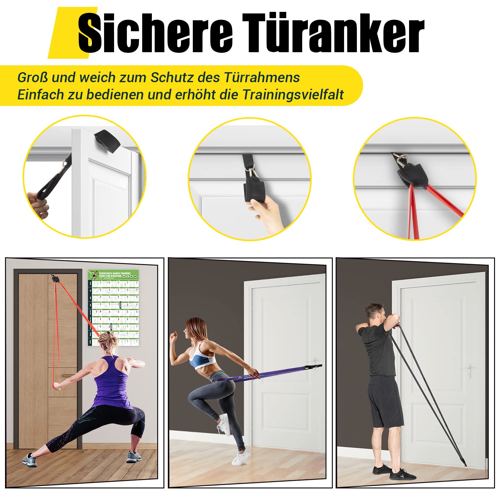 Resistance Bands, Widerstandsbänder, Fitnessbänder für Yoga, Pilates, Training, Physiotherapie, Krafttraining für Männer und Frauen