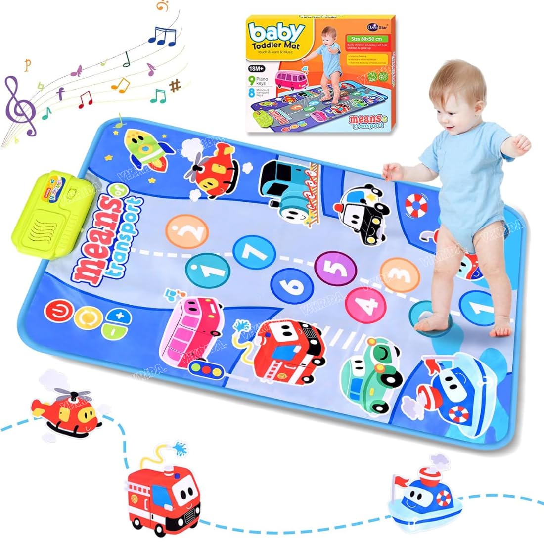 VikriDA Baby Musical Mat Floor Piano Traffic Blanket Touch Playmat for Montessori Early Education and Fun Learning Toy for Baby (B0CW1B998Y) Amazon Price History, Amazon Price Tracker