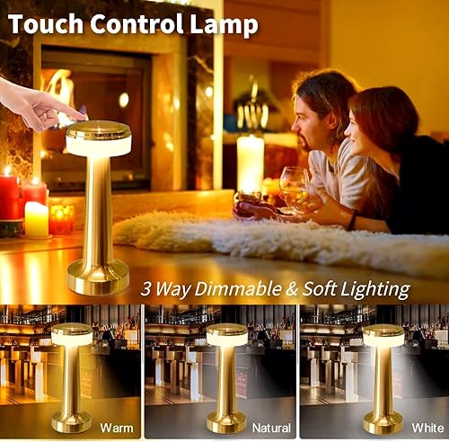 Miniatura 3 de Brabola Lámpara de mesita de noche lámpara de escritorio inalámbrica con sensor táctil recargable funciona con pilas lámpara de mesita de noche LED