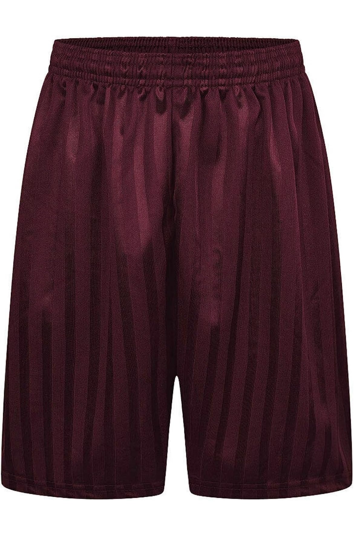 Kids Unisex Sports & School PE Shorts Boys & Girls, Shadow Strip Design with Pockets & Drawstring in Variety of Colors for School Kids Clothes Size 2-13 Years (13 Years,Burgundy)