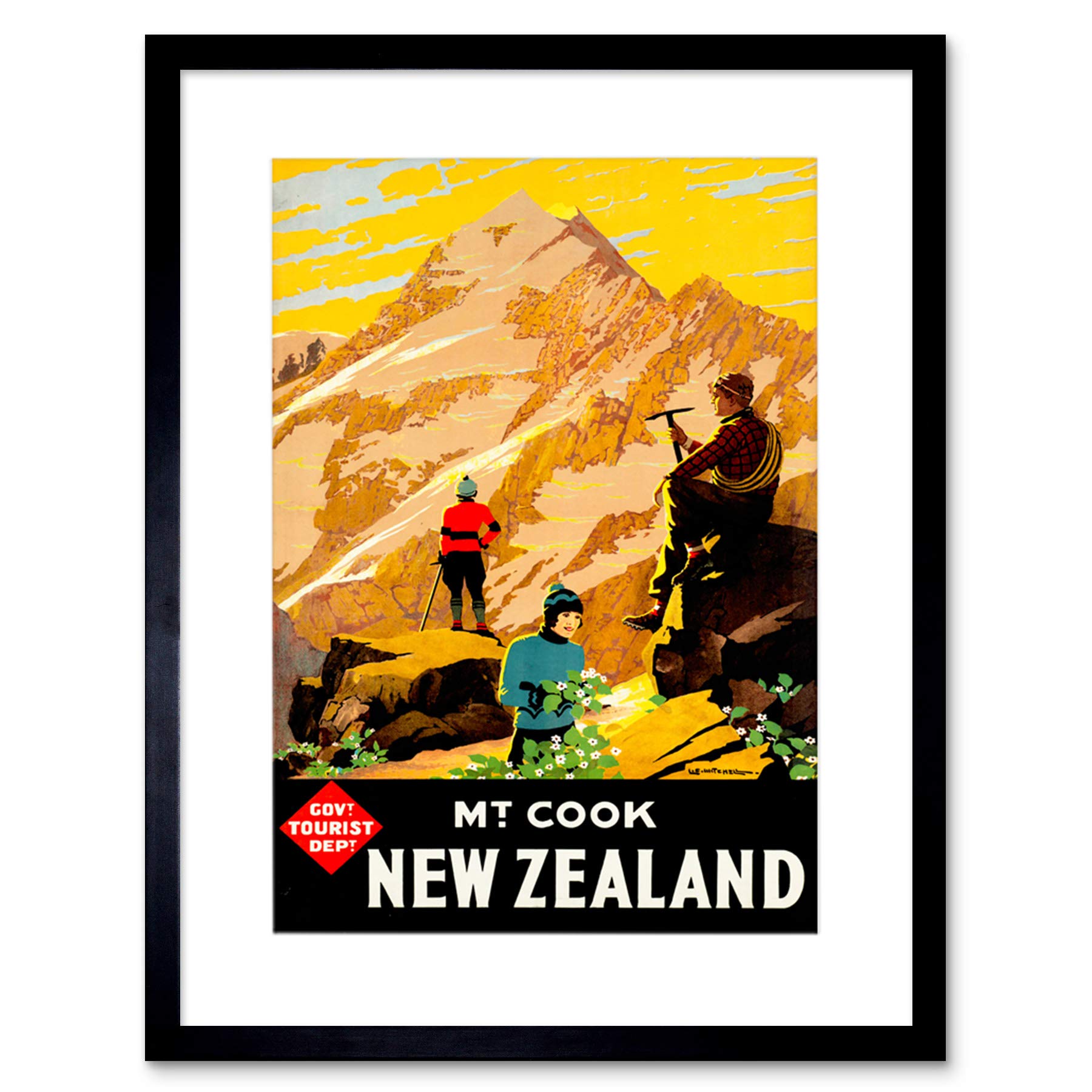Wee Blue Coo Vintage Advert Travel New Zealand Mt Cook Framed Wall Art Print