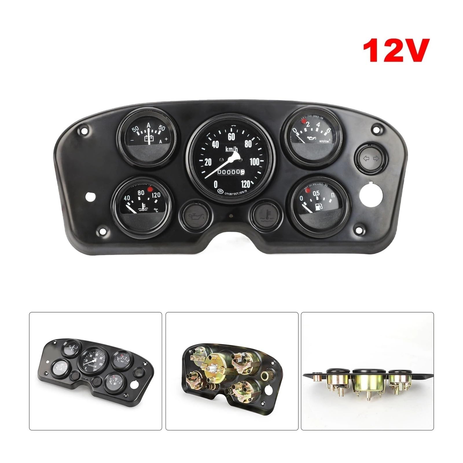 12V 5 W 1 Prędkościomierz Wskaźnik Temperatury Wody Zestaw Wskaźników Napięcia Panel Instrumentów Kompletny Uniwersalny/długi Cyfrowytachometrsamochodowy Cyfrowy miernik