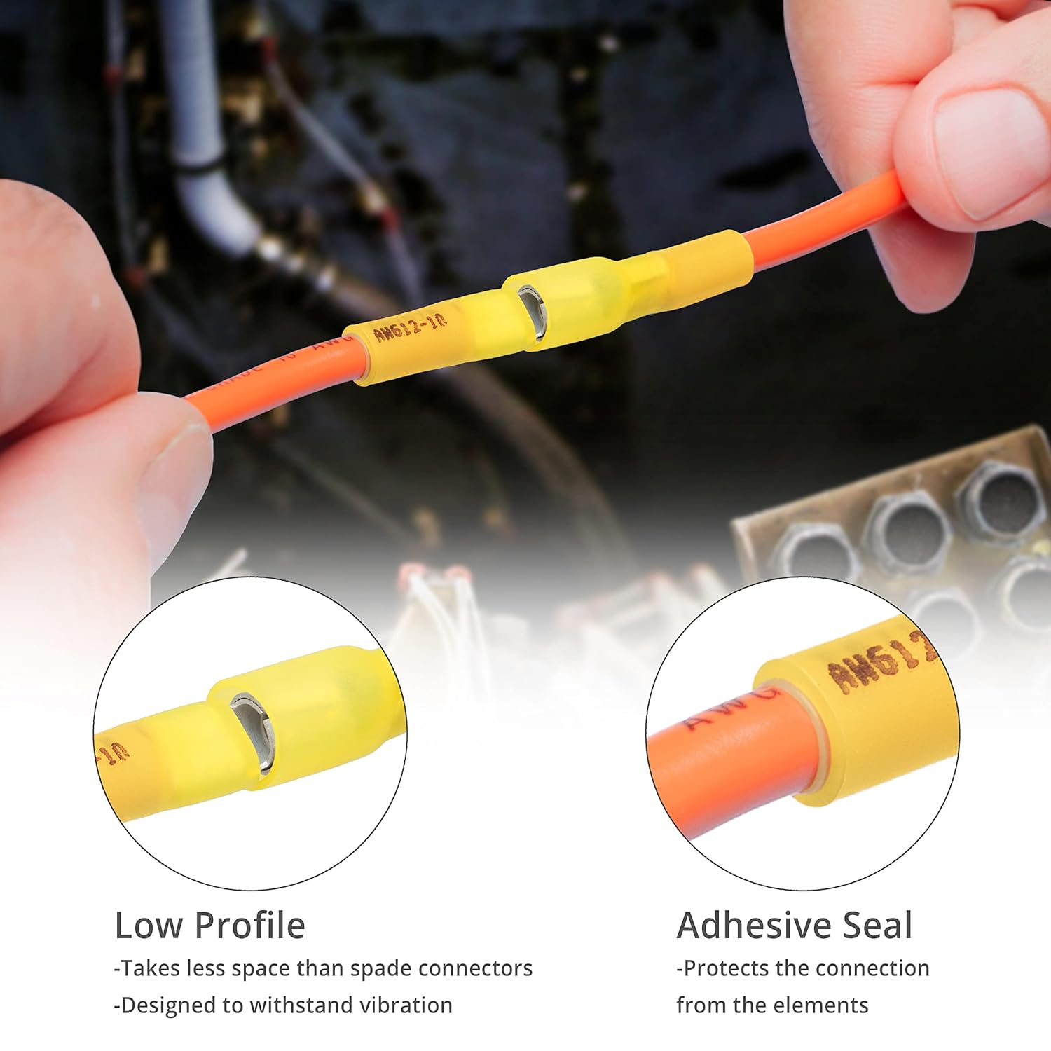 90 PCS Wirefy Heat Shrink Female Bullet Connectors - Female Wire Bullet Connectors - Electrical Bullet Butt Terminals - Yellow 12-10 AWG