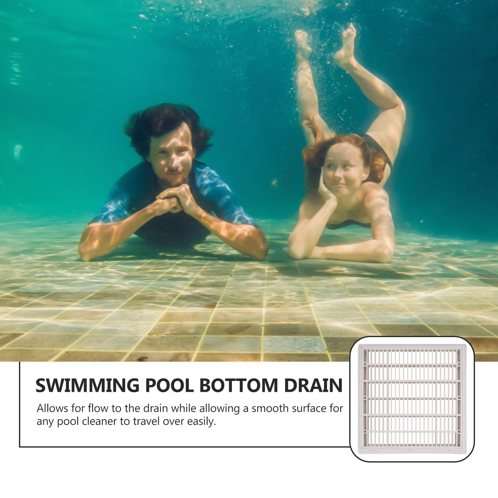 Toyvian Escurridor de Fondo de Piscina, Desagüe de Piso Cuadrado Principal, Plástico Blanco, 9 Pulgadas, para Estanque y SPA, Superficie Lisa para Limpiafondos, Flujo al Desagüe