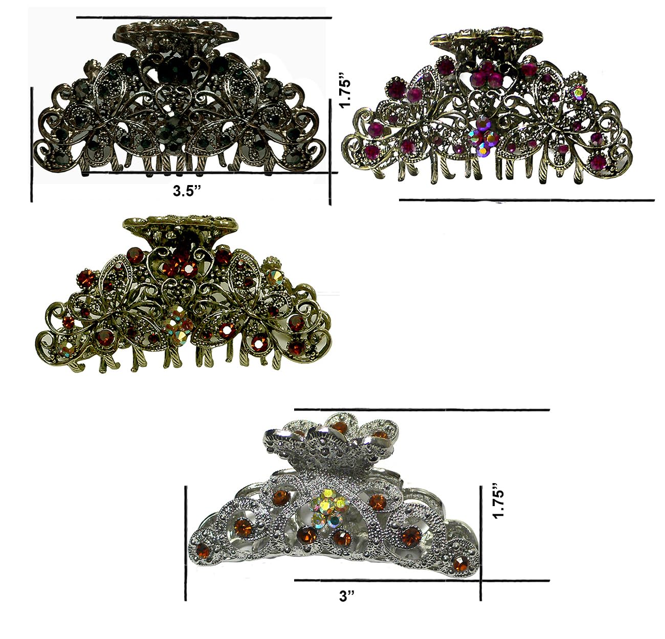 Set of 5 JCGY Jaw Clips Metal Hair Claws RW86410-6132/6207-5jetFuTopAmberRed
