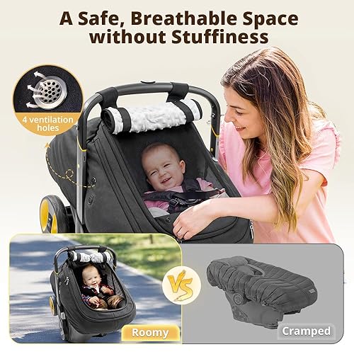 Miniatura 4 de Bioby Funda impermeable para asiento de automóvil de bebé, funda de asiento de automóvil infantil para niño y niña, espaciosa, acogedora protección