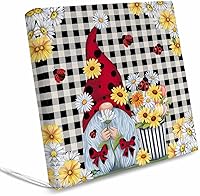 Vista 8 de Paquete de 2 fundas de cojín para silla, extraíbles, impermeables, con diseño de gnomos de mariquita, diseño de margaritas negras a cuadros