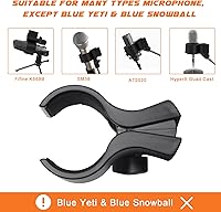 Vista 5 de Clip de soporte de micrófono ajustable, 1 clip de micrófono de resorte de plástico, diámetro exterior del soporte de micrófono entre 1.260 in