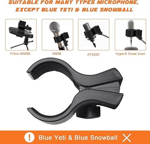 Miniatura 5 de Clip de soporte de micrófono ajustable, 1 clip de micrófono de resorte de plástico, diámetro exterior del soporte de micrófono entre 1.260 in y