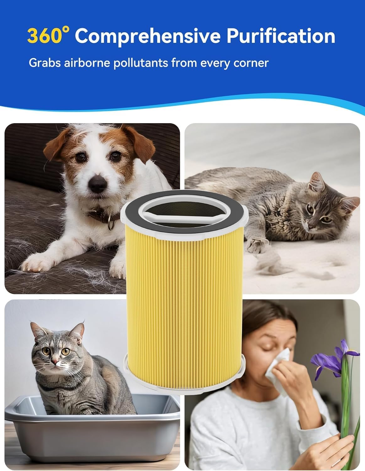 2 Packs G200/G200S Pet Care Filter, air purifier replacement filter, 3-in-1 H13 Ture HEPA and Activated Carbon Air Filter for Pet Hair Dander, Pet Odor, Pollen, Smoke, and Other Unwanted Smells