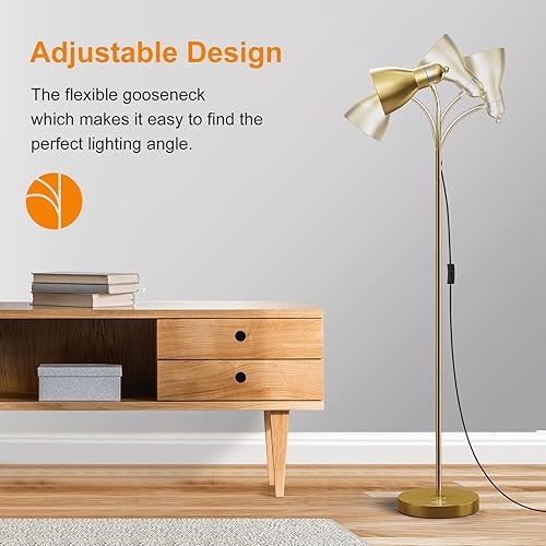 Miniatura 4 de LEPOWER Lámpara de pie, lámpara de pie de metal con cuello de cisne ajustable, base de metal pesado, lámpara de poste de lectura para oficina,
