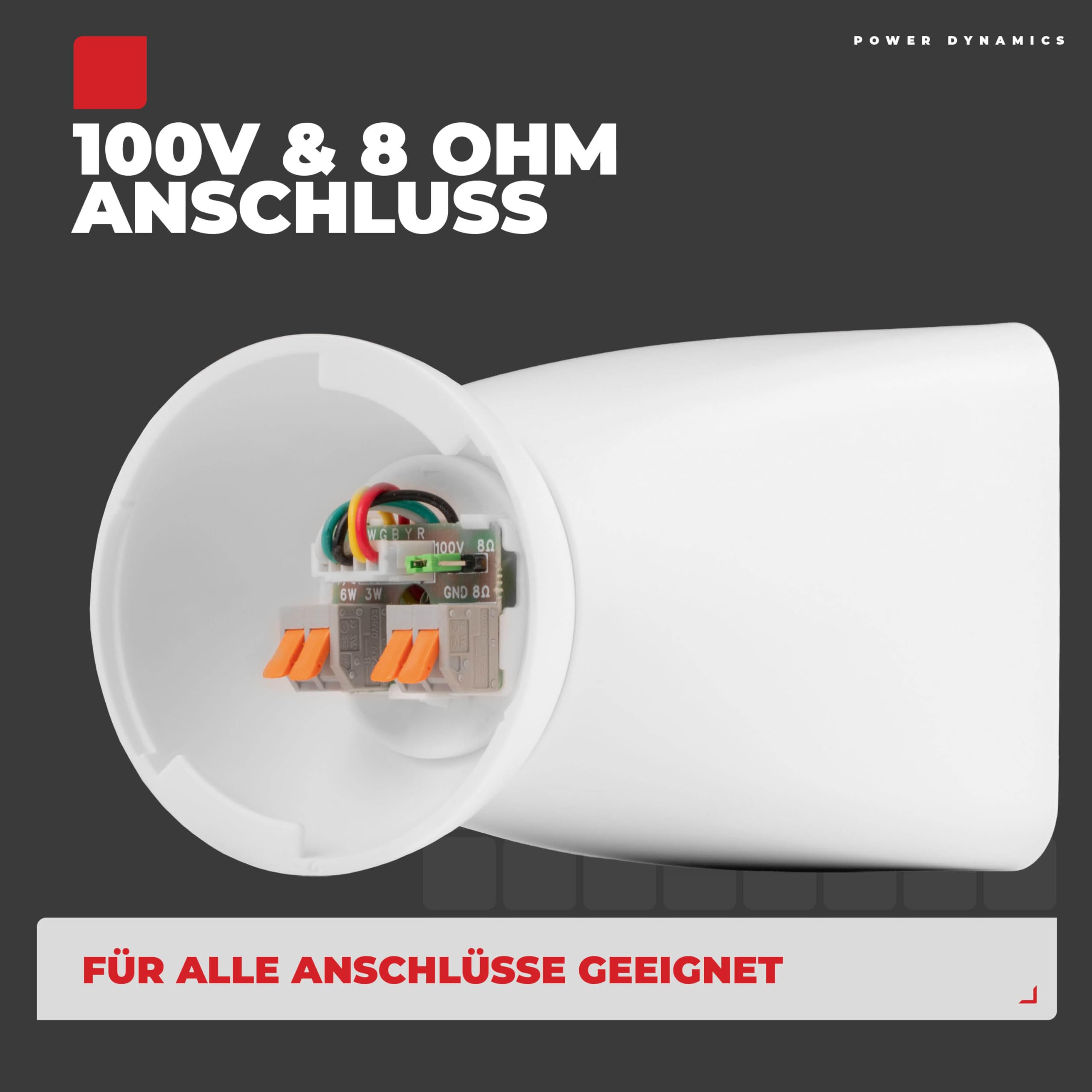 Power Dynamics BSX30W Wandlautsprecher Set Weiß - 2x Passive Lautsprecher 100V 8 Ohm 30 Watt