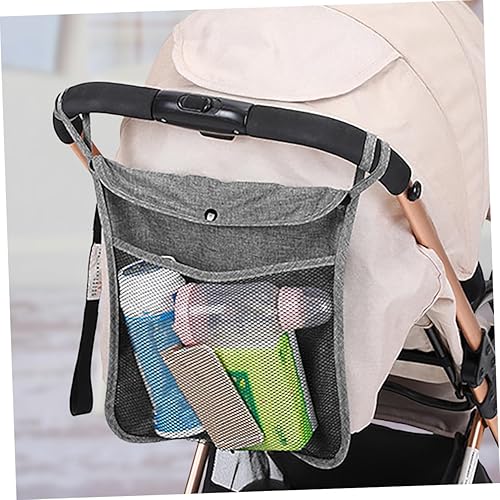 Miniatura 5 de BESPORTBLE 2pcs Stroller Hanging Storage Bags Linen Mesh Organizer with Heavy Duty Handles for Side Stroller Pouch Portable Essentials Holder for