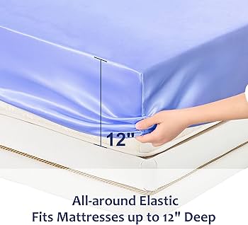 uxcell Satin Fitted Sheet Full Size, Solid Silky 12