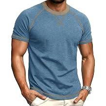 Lexiart Raglan Shirt Men Casual Crew Neck Short Sleeve Baseball Tee