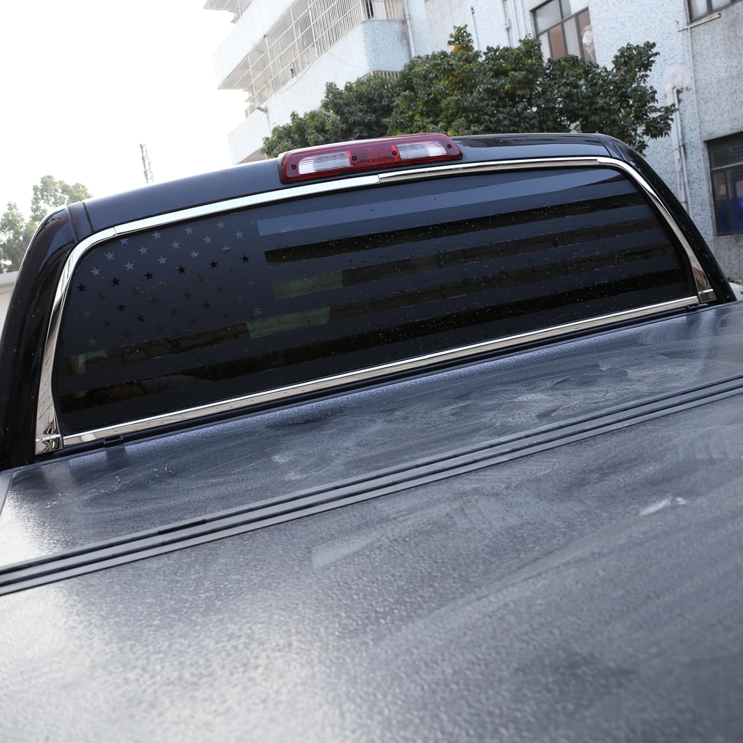 Aunginsy Rear Window Glass Panel Trim Strip Compatible with Toyota Tundra 2014-2021 Car Rear Tailgate Window Side Panel Molding Decorative Frame Protective Cover Exterior Accessories, Stainless Steel