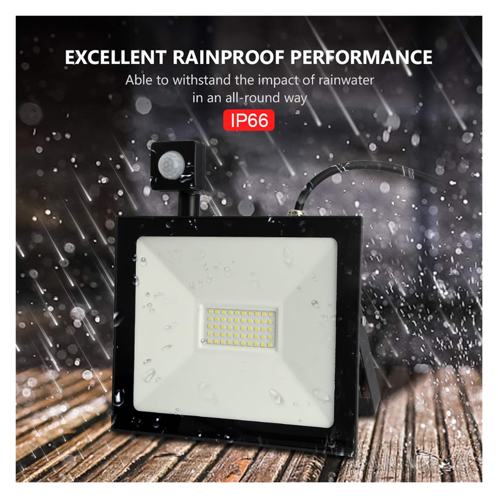 LED Flutlicht mit Bewegungsmelder, 50W/100W Außenstrahler, PIR Flutlicht Projektor für Garten, Energieeffizient, Sicherheitsbeleuchtung, wasserdichtes Design