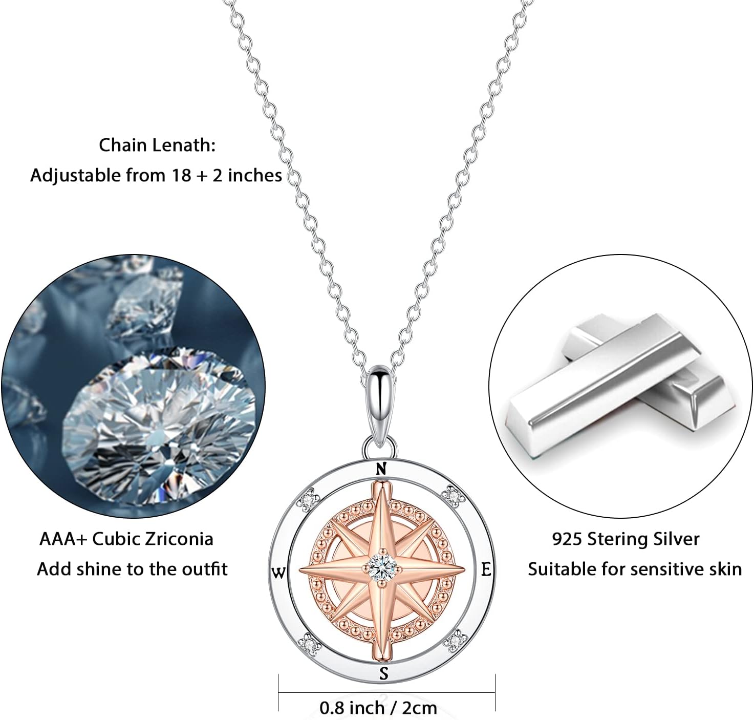 Graduation Gifts for Her 2025 Inspirational Spin Compass Pandant Necklace for Women Friends, High School College Encouragement Graduation Gifts with Giftbox - Image 7