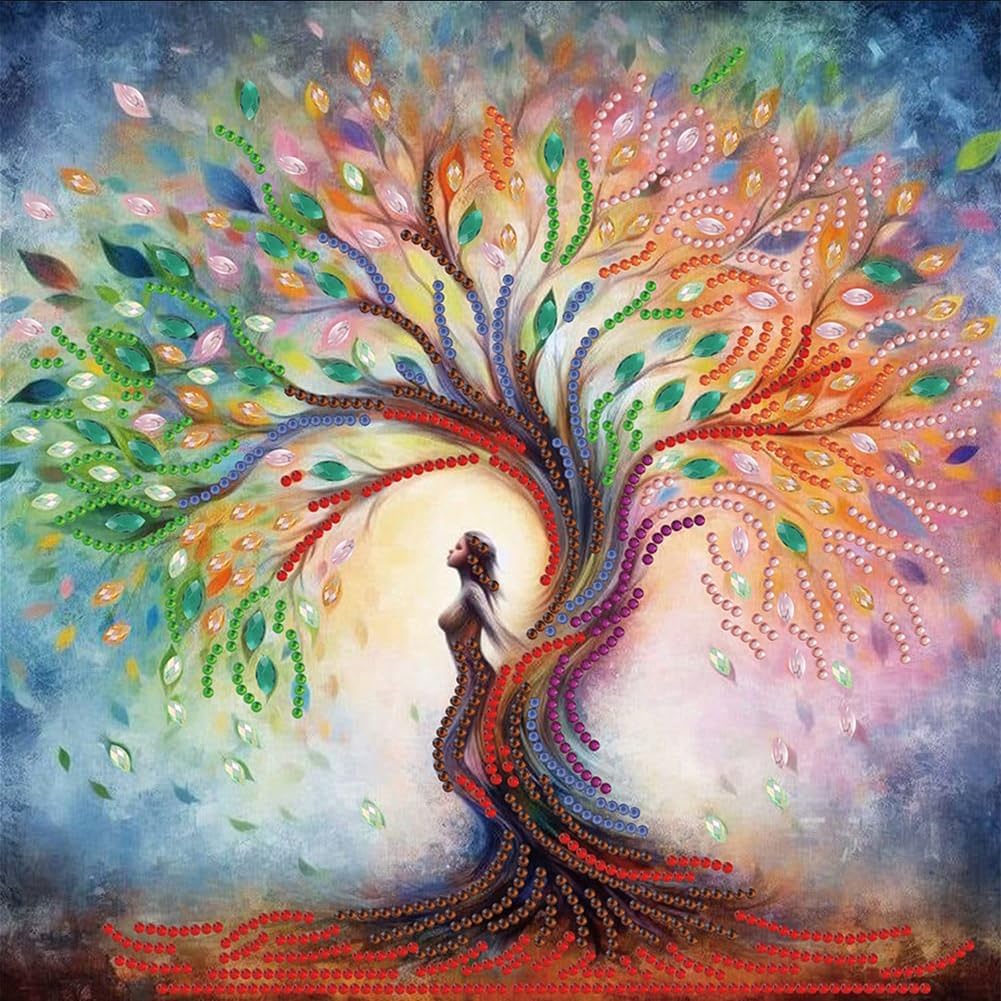 Acudotr Diamond Painting Kits for Adults Tree, 5D Special Shape Diamond Art Kits for Beginners, Crystal Rhinestones Diamond Painting for Home Wall Decoration, 12×12 Inch