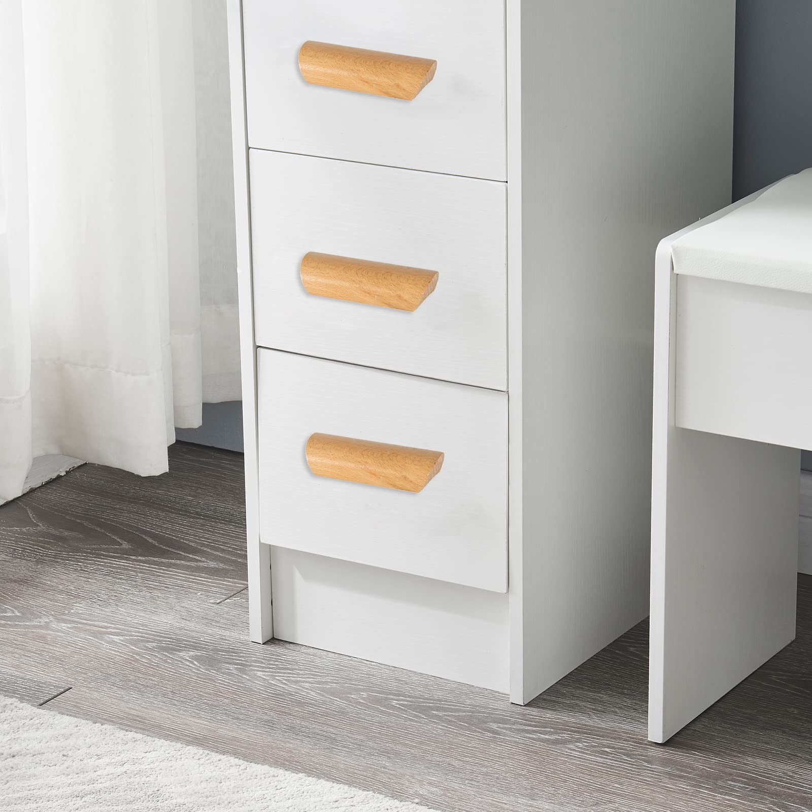 Vanity Star Kaptafel Make Up Tafel in Wit Oudroze en Eikenkleur
