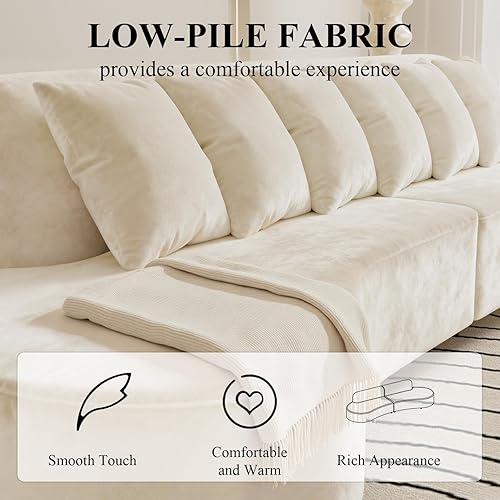 Miniatura 3 de Curved Combination Couch, 132" 6 Seat Luxury Velvet Sofa, Half-Moon Shaped Modular Sectional Couches, Solid Wood High-Density Foam Filling, for