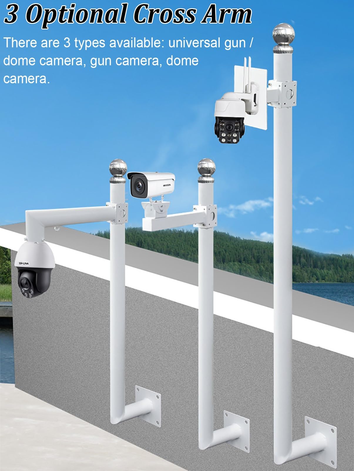Support mural pour caméra de sécurité, poteau universel pour caméras dôme / pistolet, tige de surveillance à large vue pour abri de jardin