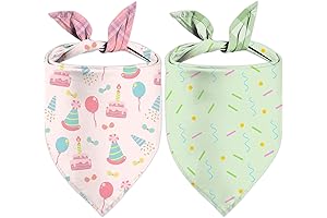 Birthday Girl Bandana: Plaid, Pink & Green Delight, Adjustable, Pack of 2