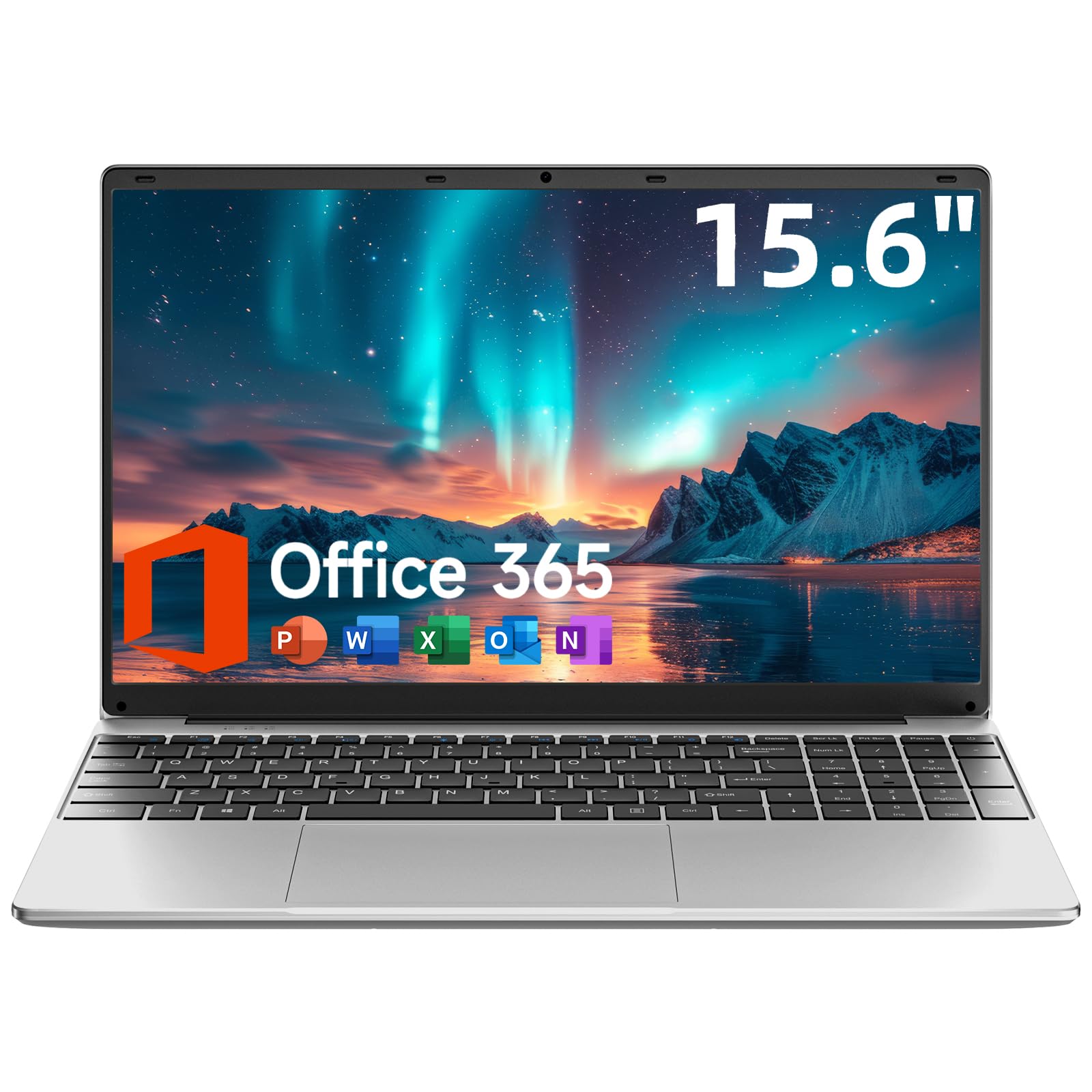 15.6 Inch Laptop with Office 365, 4GB RAM, 128GB Storage Expandable 1TB, 5205U Processor, HD Display, Windows 11 Laptops Computer, Wi-Fi 5, BT4.2, Numpad, Type-C, for Business and Students.