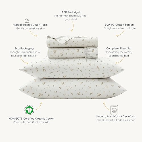 Miniatura 9 de Juego de sábanas orgánico en tamaño queen de MakeMake Organics, sábanas certificadas GOTS de algodón orgánico, sábana bajera, sábana encimera y