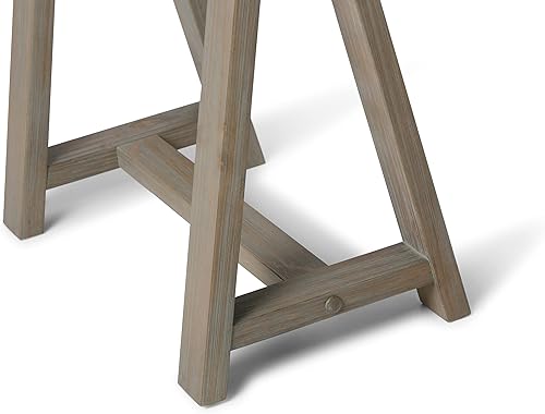 Miniatura 221 de SIMPLIHOME Sawhorse - Mesita de noche de madera maciza de 24 pulgadas de ancho, moderna, industrial, color gris envejecido, para sala de estar y
