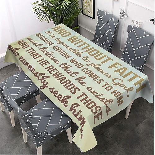 Miniatura 4 de Moslion Mantel rectangular decorativo con versículo de la Biblia cristiana, por favor Dios, para comedor, barbacoa, picnic, mesa auxiliar, 60 x 90