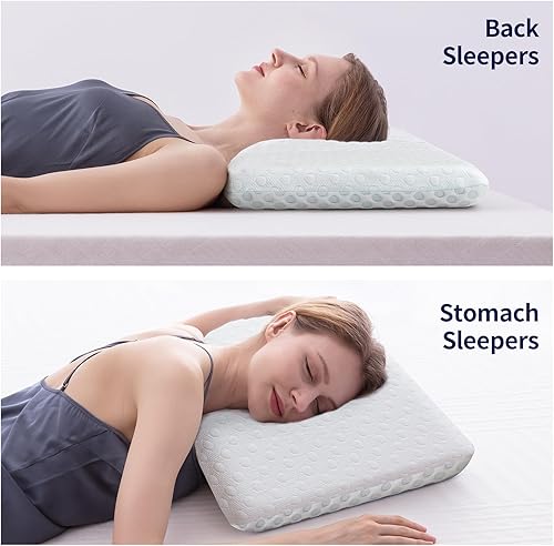 Miniatura 5 de Hcore Almohada ultra fina de 3.25 pulgadas para dormir boca abajo, almohada delgada para dormir de lado y espalda, almohadas de espuma viscoelástica