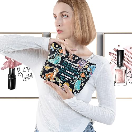 Miniatura 3 de LEVLO Bolsa de maquillaje de princesa árabe para fanáticos de cuentos de hadas, regalo para fanáticos de las películas, eres más valiente y más