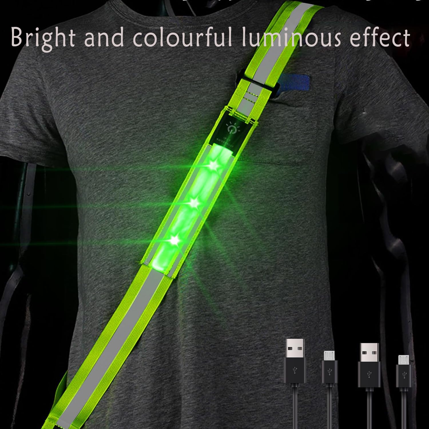 LED-Reflektor-Gürtel Für Joggen & Radfahren – Sichtbar Bis 300 M, USB Aufladbar, Verstellbar