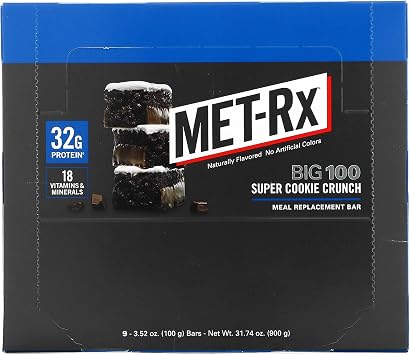 MET-Rx Big 100 Colossal Meal Replacement Bar Super Cookie Crunch 9/3.52 Ounce