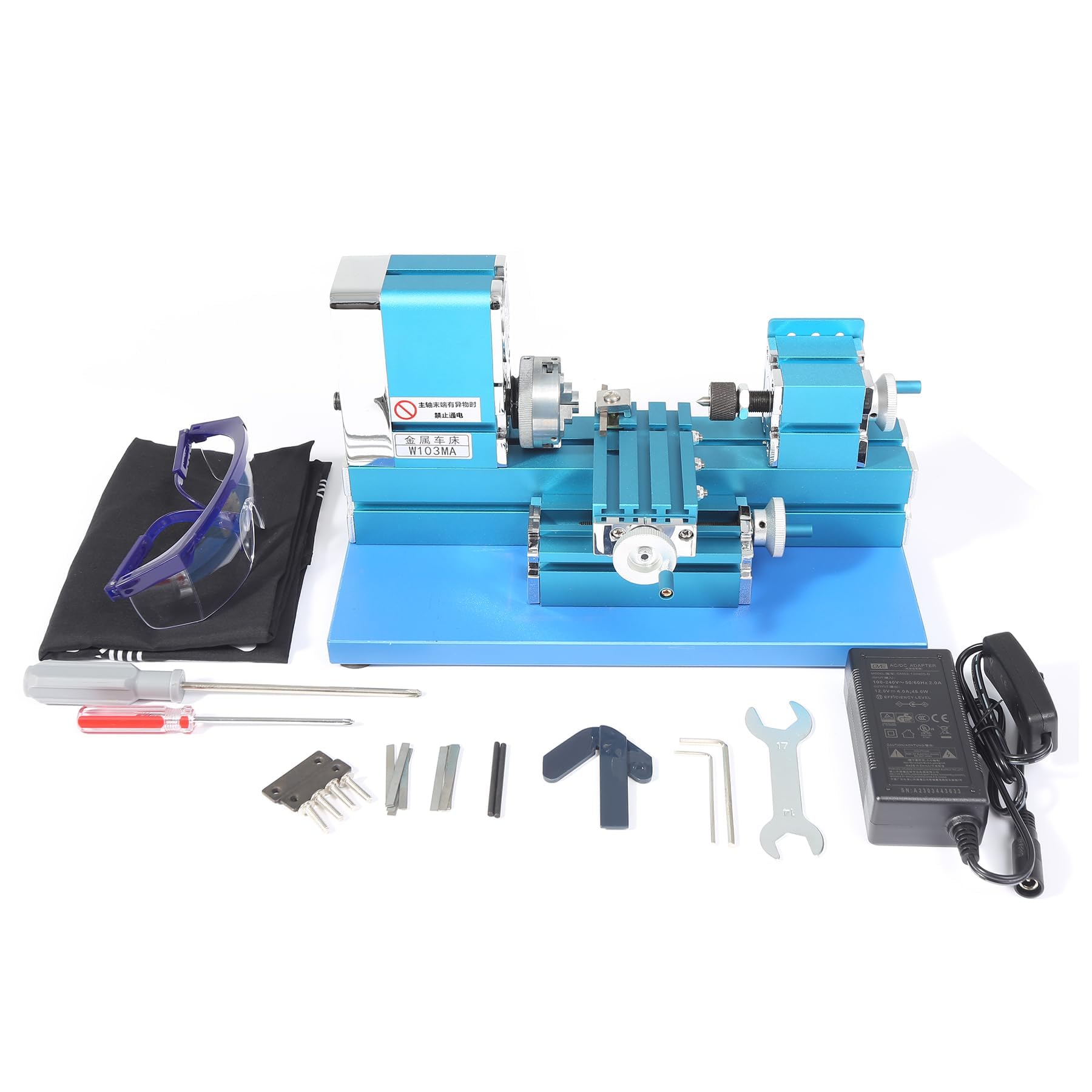 Universelle Mini Metalldrehmaschine, 36W Drehmaschine motorisierte Metallbearbeitung, DIY, CNC-Werkzeug, Holzbearbeitung für Bildung, Modellbau, W10003M, AC100 V ~ 240 V, 20.000 U/min