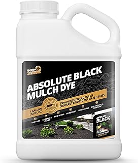 1 Gallon Absolute Black Mulch Dye - Covers up to 10,000 sq. ft., Liquid Mulch Dye Black, Premium Color, Ideal for Landscaping, Renews Faded Rubber or Wood Chips, Binds as it Dries