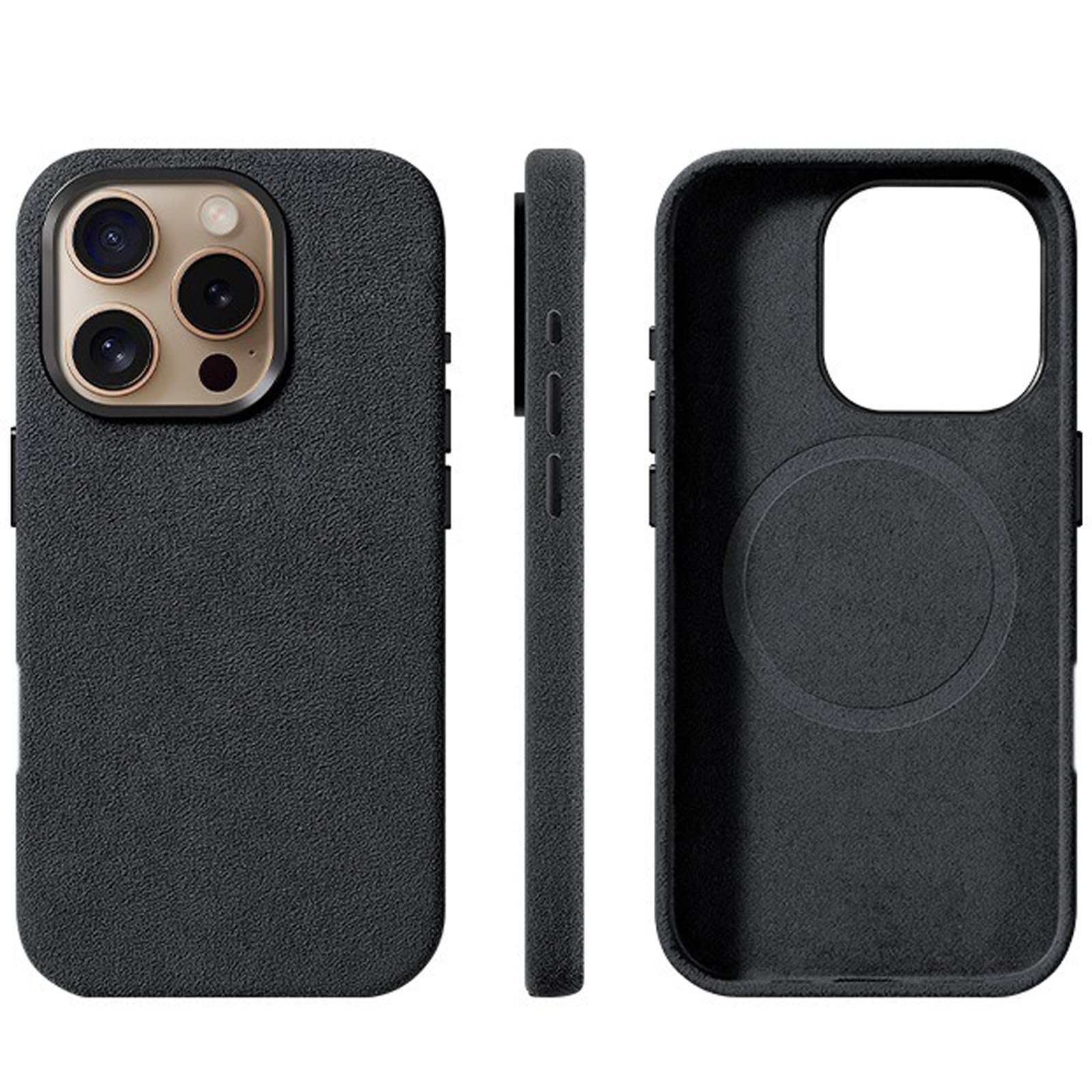Coque Alcantara iPhone 14 gris foncé finition douce - 8