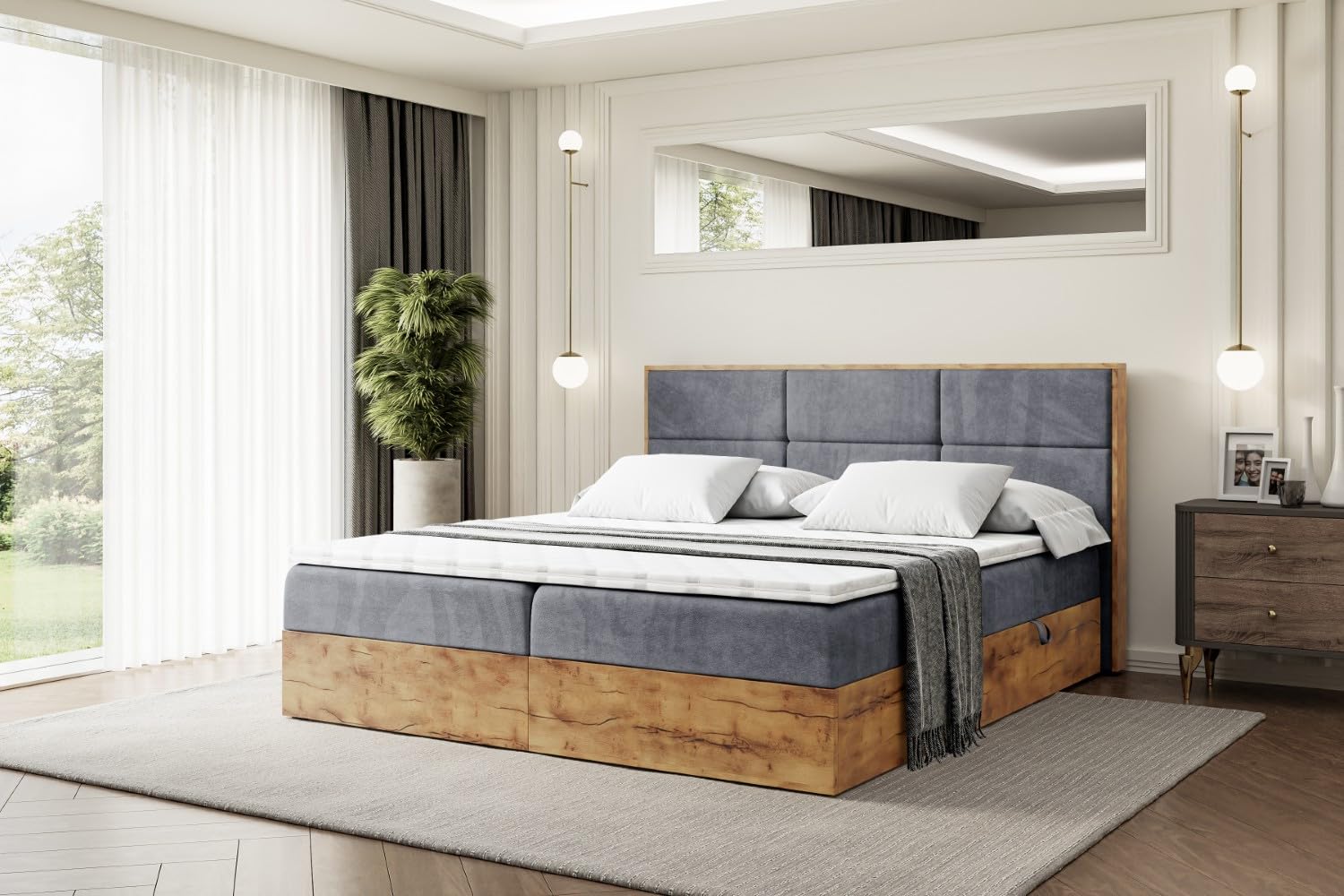 ALTDECOR Boxspringbett mit H4-Matratze Lolli 1-200x200 - Dunkelgrau | Lattenrost, Topper, Boxspringbett mit Bettkasten, Bett mit Stauraum, Doppelbett, Polsterbett