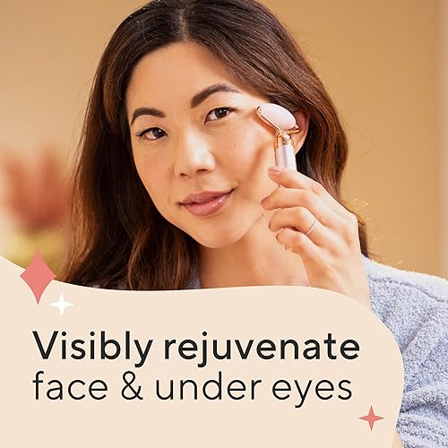 Miniatura 7 de Finishing Touch Rodillo y masajeador facial vibratorio de contorno impecable, cuarzo rosa