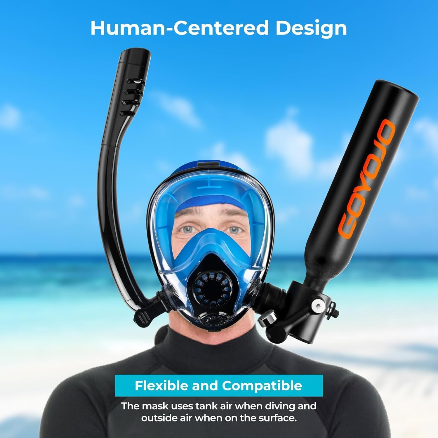 GOYOJO Scuba Tank 0.5L Portable Mini Diving Tank for Underwater Breathin, Eusable Bottle 5-10 Minute DOT Certified for Snorkeling & Exploration & Treasure Hunting & Lobstering