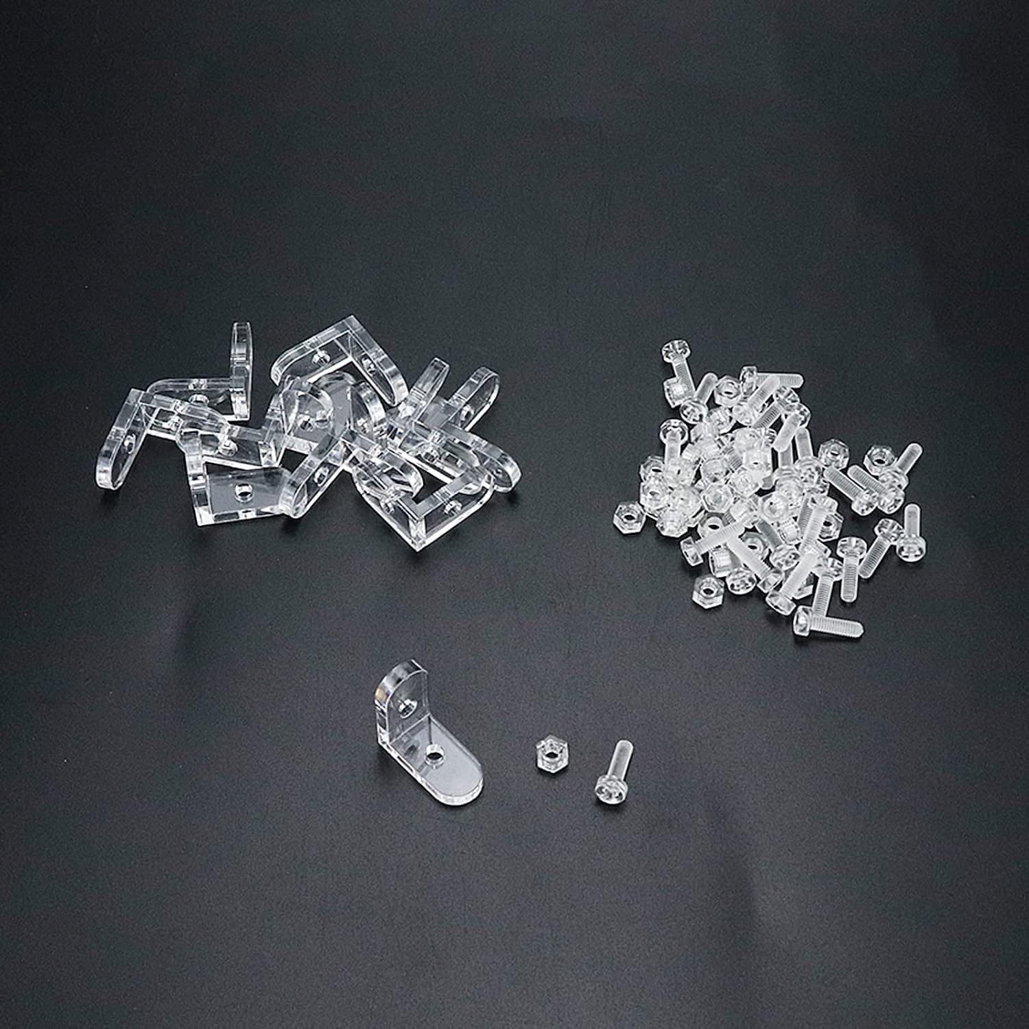 Bitray Corner Brackets Acrylic Cabinet Shelf Corner Brace L Shape Brackets Support -12pcs